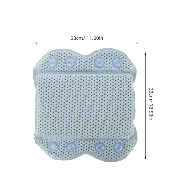Blue PVC Foam Bath Tub Pillow with Suction Cups Non Slip Headrest for Spa Hotel Home Bathing Comfort - Image 3