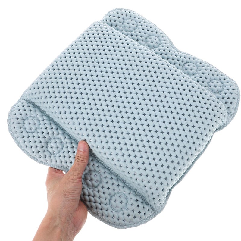 Blue PVC Foam Bath Tub Pillow with Suction Cups Non Slip Headrest for Spa Hotel Home Bathing Comfort - Image 4
