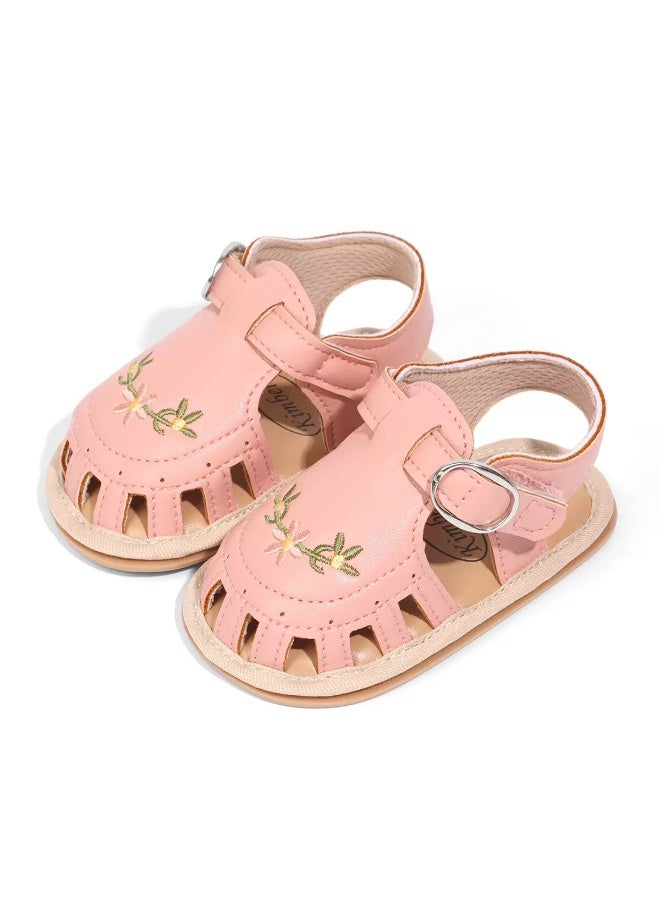 Baby Sandals With Floral Embrodery Baby Girl Sandals Flat Shoes Beach Sandals For Newborn Infant Sandals