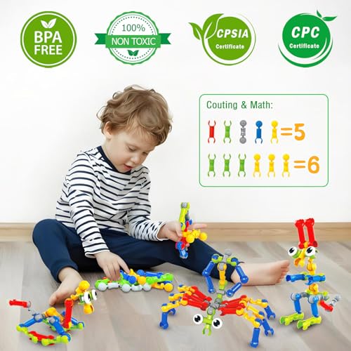Caferria Building Blocks STEM Toys for 3 4 5 6 7 8 Year Old Boy Girl Birthday Gift 142 Pcs Building Toys for Preschool Classroom Educational Toy Building Sets Creative Activities for Kids - Image 5