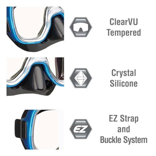 TUSA Sport Youth Mini-Kleio Mask and Dry Snorkel Combo Set, Black/Fishtail Blue, (UC-2022P-BKFB) - Image 5