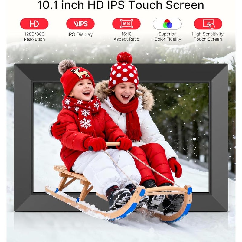 BIGASUO Frameo 10.1 Inch WiFi Digital Picture Frame, 1280x800 HD IPS Touch Screen Photo Frame Electronic, 32GB Memory, Auto-Rotate, Wall Mountable, Share Photos/Videos Instantly via Frameo App from Anywhere - Image 4