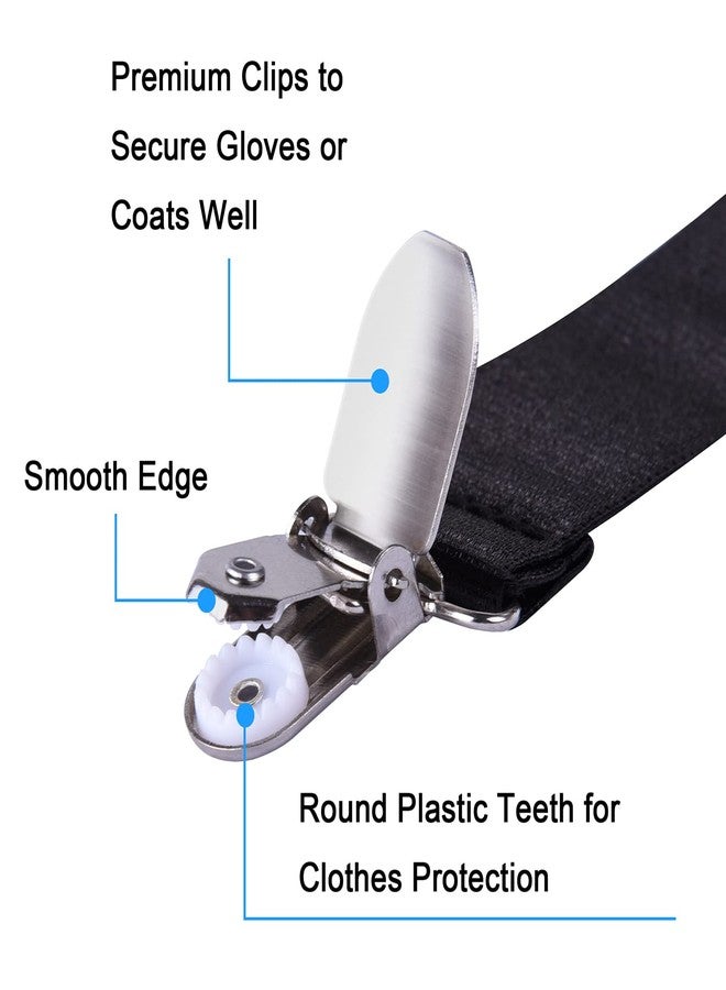 Wisdompro Mitten Clips, 2 Pack Adjustable Glove Clips with Elastic Strap for Kids, Toddlers - Black - Image 4