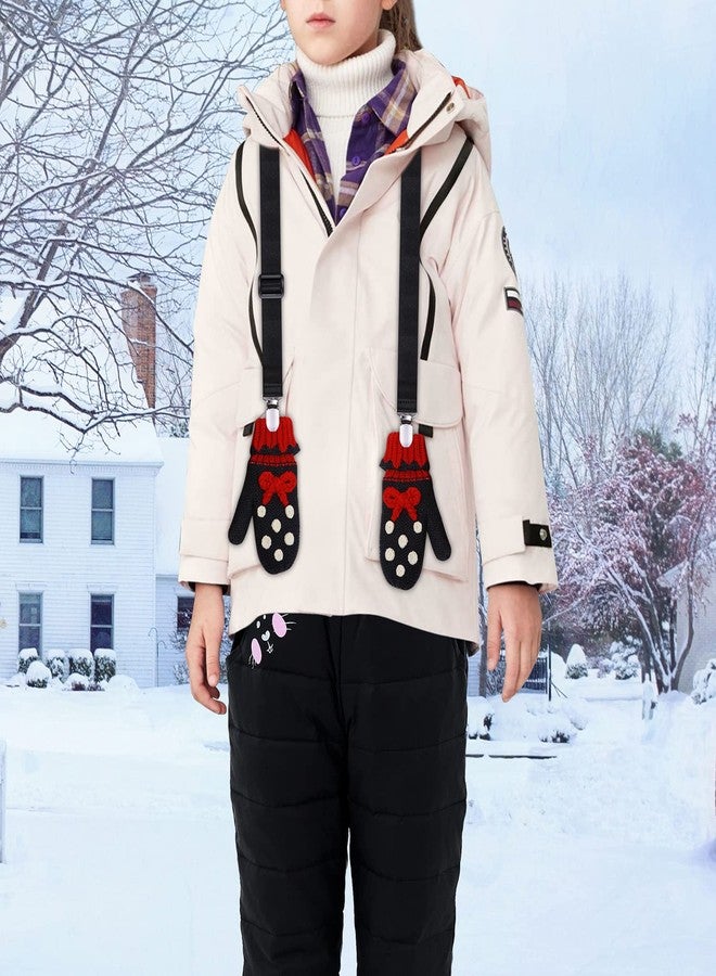 Wisdompro Mitten Clips, 2 Pack Adjustable Glove Clips with Elastic Strap for Kids, Toddlers - Black - Image 2