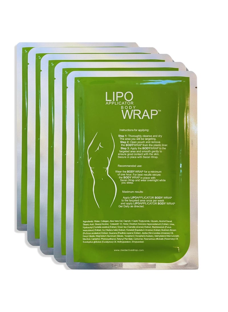 lipo applicator Ultimate Lipo Body Wrap With Guarana, Green Tea, and Seaweed Wraps Works for Stomach Belly Legs Arms Abdomen 5 Wraps 