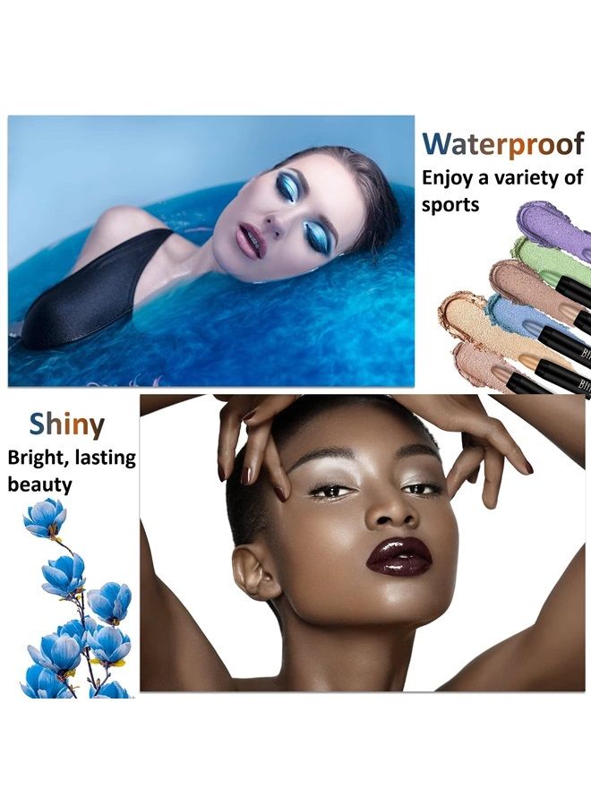 WYBLZPXZ 5 Colors Glitter Eyeshadow Stick Color Set,Waterproof Shimmer Pearl Cream Eyeshadow Pencil,Long Lasting Smooth Eyeshadow Stick Eye Shadow Pencil Crayon Eye Shadow Stick Makeup - Image 3