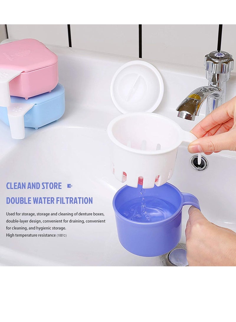 FJNATINH Large Denture Baths Cup, False Teeth Bath Cup with Strainer and Lid for Soaking Dentures or Storing Pacifier, Capacity 10.6 Oz  - Image 3