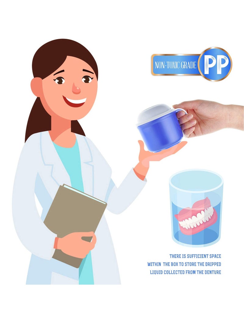 FJNATINH Large Denture Baths Cup, False Teeth Bath Cup with Strainer and Lid for Soaking Dentures or Storing Pacifier, Capacity 10.6 Oz  - Image 4