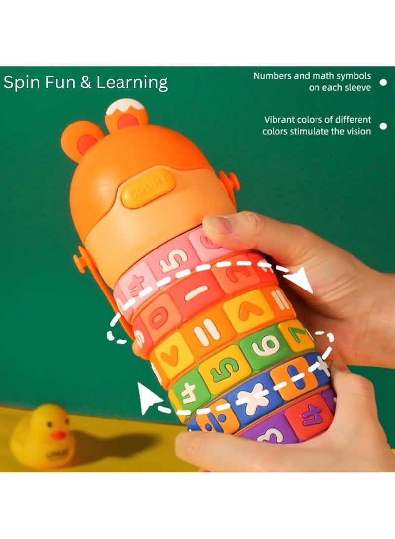 Mobcos Kids Math's Learning Water Bottle - Stainless Steel, Vacuum Insulated, Leak Proof with Straw & Strap, BPA Free and Portable 430ml (Orange) - Image 2