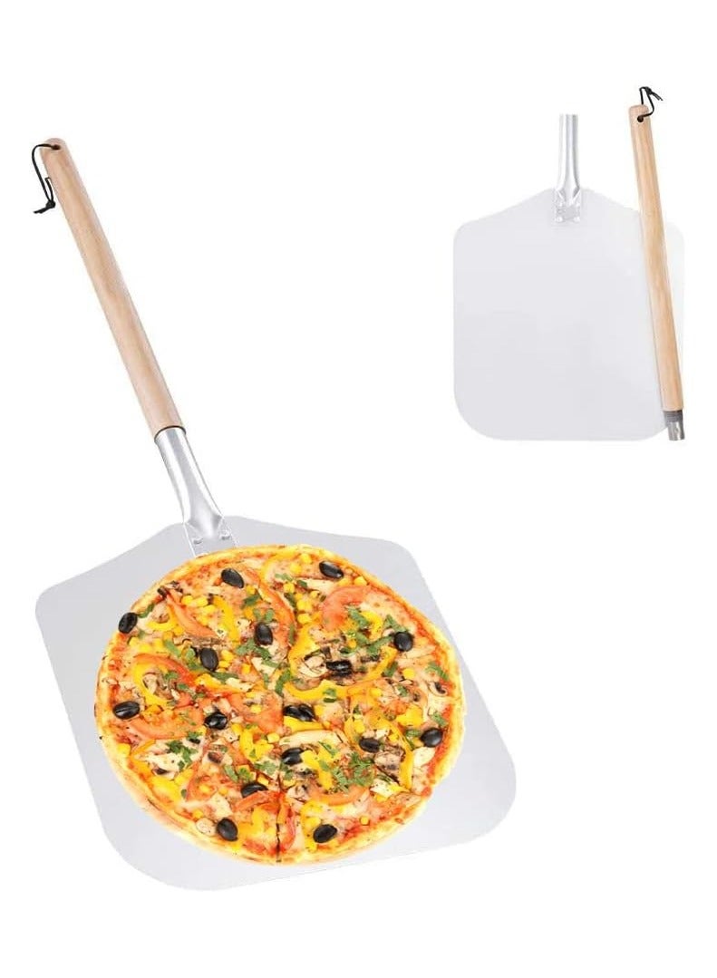 Premium Aluminum Pizza Peel With Detachable Beech Handle,  Convenient To Store, Good Helper For Baking, Homemade Pizza And Bread - Image 1