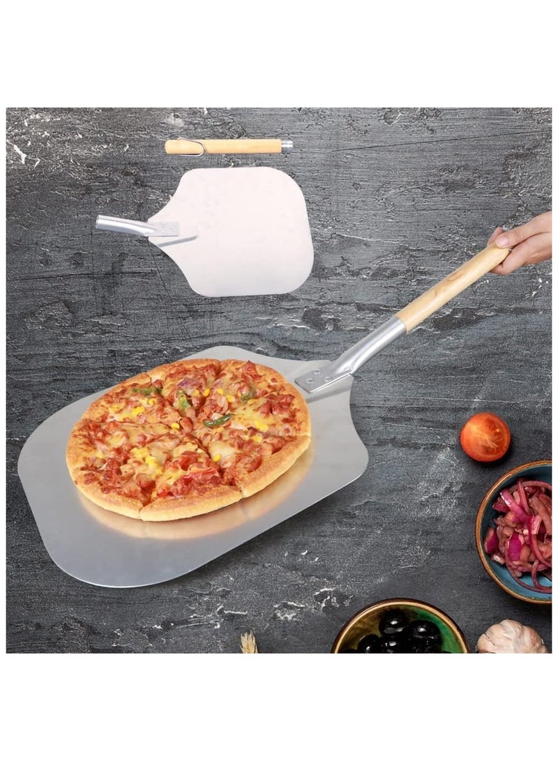 Premium Aluminum Pizza Peel With Detachable Beech Handle,  Convenient To Store, Good Helper For Baking, Homemade Pizza And Bread - Image 5