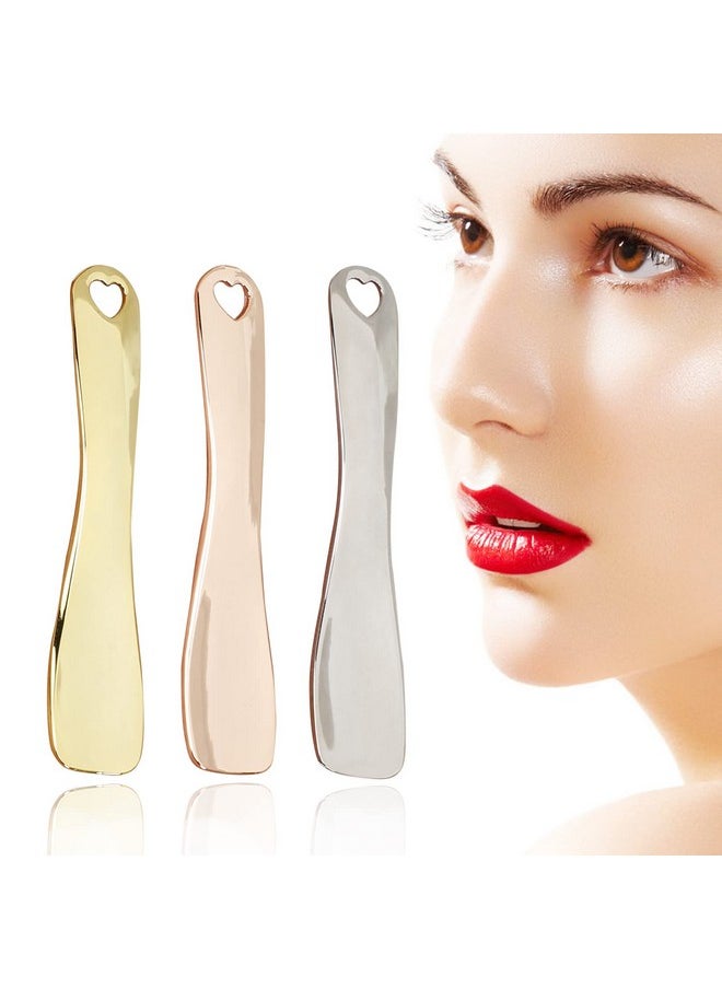 Meisuitd - 3 Pcs Metal Cosmetic Spoon Zinc Alloy Mini Skincare Spatula Mask Spatula Facial Cream Facial Cosmetic Spoon Beauty Scoop (Silver Gold Rose Gold) - Image 1