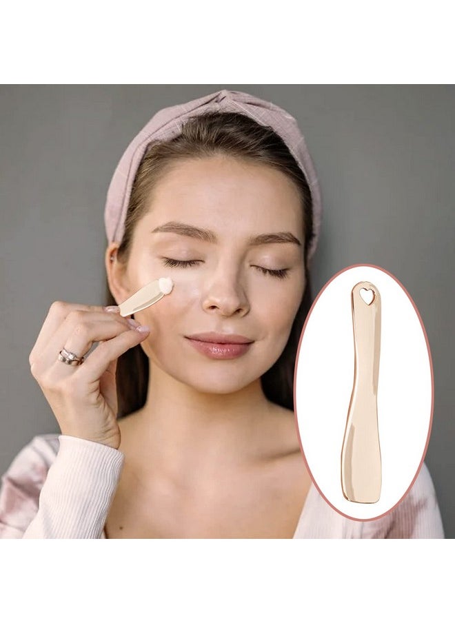 Meisuitd - 3 Pcs Metal Cosmetic Spoon Zinc Alloy Mini Skincare Spatula Mask Spatula Facial Cream Facial Cosmetic Spoon Beauty Scoop (Silver Gold Rose Gold) - Image 1