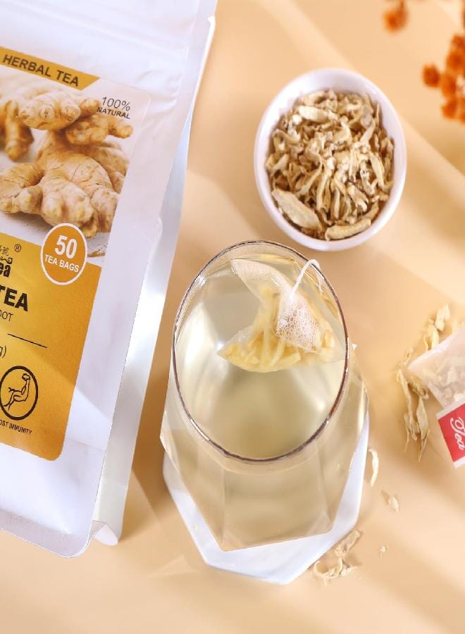 FullChea - Ginger Tea Bags, 50 Teabags, 2g/bag - Premium Ginger Root Tea Bag - Warm & Spicy - Non-GMO - Caffeine-free - Support Digestion & Boost Immunity - Image 2