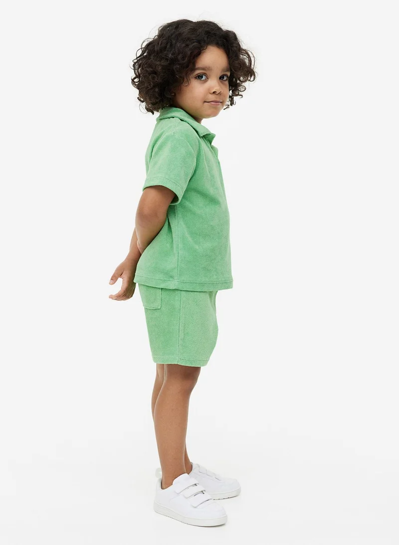 H&M Kids 2 Piece Essential Polo And Shorts Terry Set