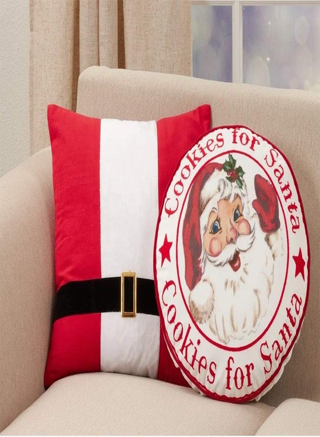 Fennco Styles Cookies for Santa Christmas Decorative Throw Pillow 17" Round - Red & White Festive Cushion for Home, Couch, Living Room, Holidays Décor and Special Occasion - Image 3