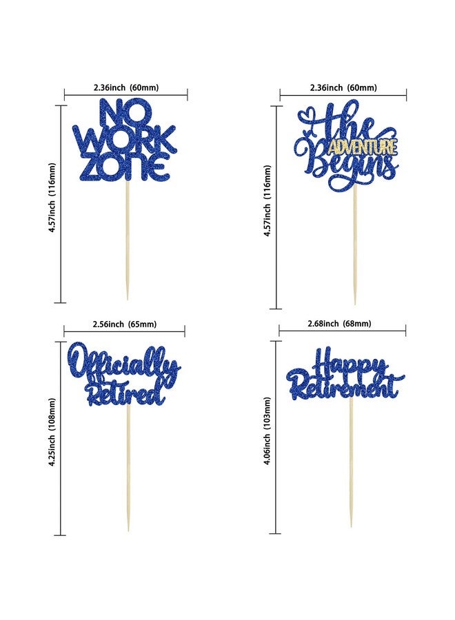 Ephlyn 24Pcs Happy Retirement Cupcake Toppers Officially Retired Cake Toppers No Work Zone Adventure Begins Cupcake Picks Retirement Theme Farewell Birthday Party Decorations Supplies Dark Blue - Image 2