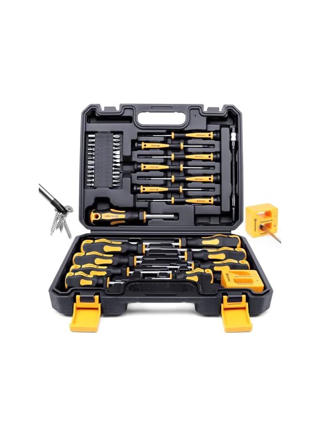promass Magnetic Screwdrivers Set with Case, 42-piece Includs Slotted, Phillips, Hex, Pozidriv,Torx and Precision Screwdriver Set Tools for Men - Image 2