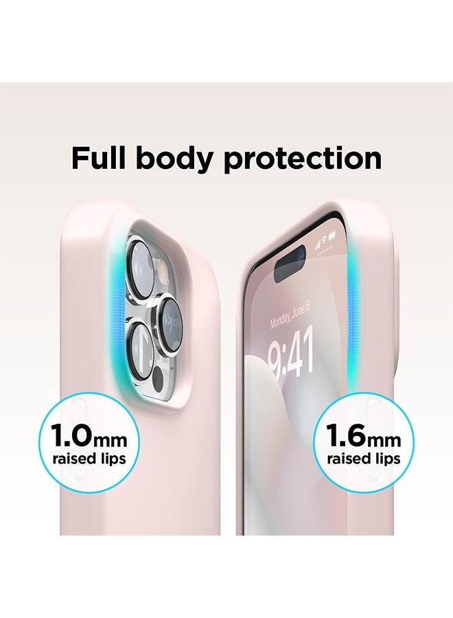 جي أس حالة واقية من السيليكون السائل المتوافقة مع iPhone 16 Pro Max، باللون الوردي - Image 4