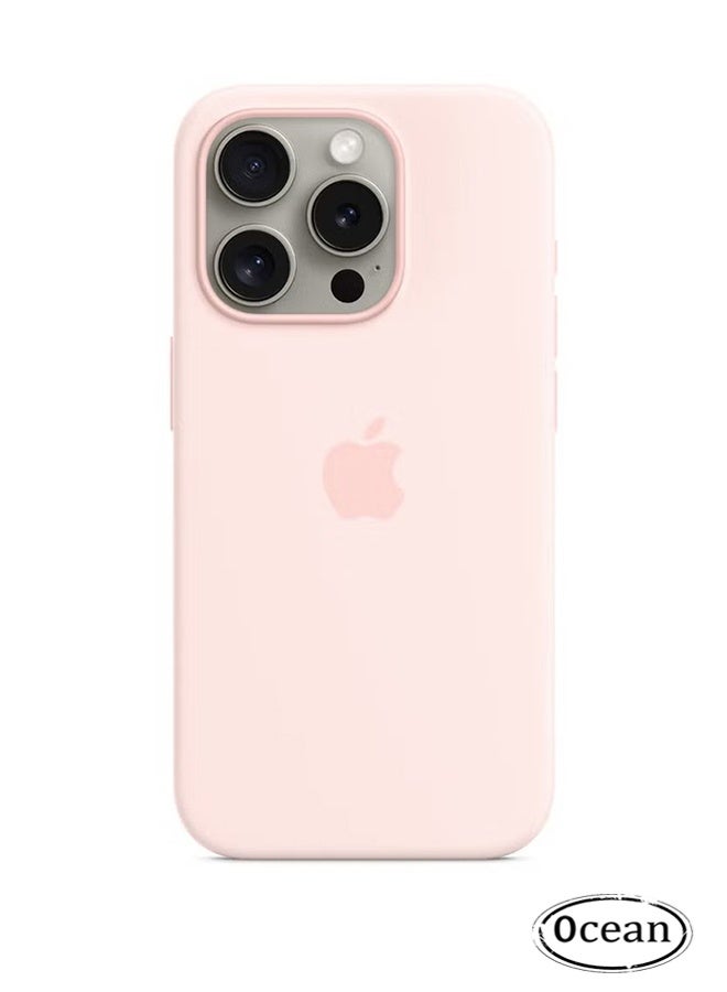 جي أس حالة واقية من السيليكون السائل المتوافقة مع iPhone 16 Pro Max، باللون الوردي - Image 1