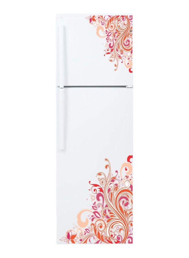 Sticker Studio PVC Vinyl Floral Design Flower Double Door Decorative Fridge Sticker for Kitchen Refrigerator,Size: 58 CM X40 CM, Multicolor, Pack of 1 - Image 1