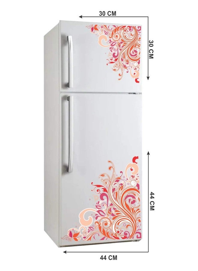 Sticker Studio PVC Vinyl Floral Design Flower Double Door Decorative Fridge Sticker for Kitchen Refrigerator,Size: 58 CM X40 CM, Multicolor, Pack of 1 - Image 2