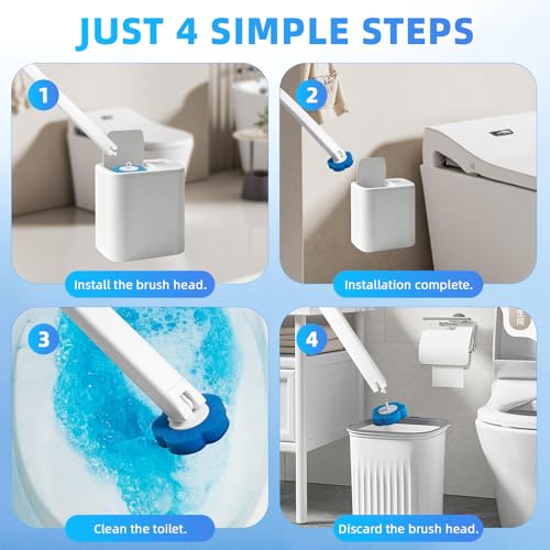 clowand Disposable Toilet Brush with 48 Refills, ,Toilet Bowl Cleaner,Toilet Cleaning Supplies,Toilet Bowl Brush,automatic lid-opening and closing toilet brush with Holder for Bathroom Deep Cleaning & Hygiene - Image 5