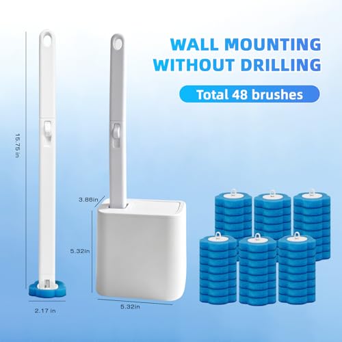 clowand Disposable Toilet Brush with 48 Refills, ,Toilet Bowl Cleaner,Toilet Cleaning Supplies,Toilet Bowl Brush,automatic lid-opening and closing toilet brush with Holder for Bathroom Deep Cleaning & Hygiene - Image 2
