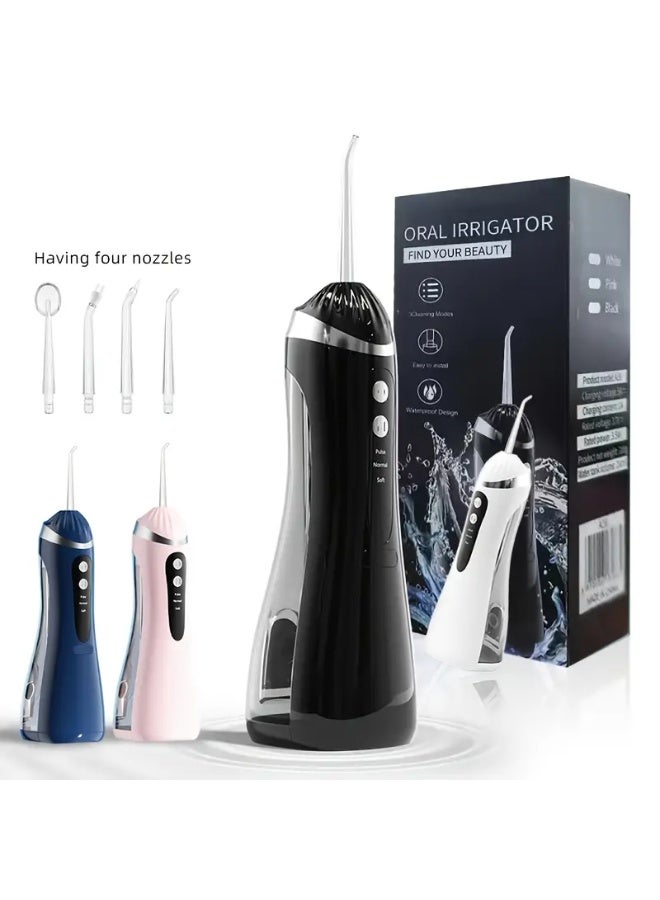 Portable water flosser with 3 cleaning modes and 4 interchangeable heads - waterproof and USB rechargeable for superior gum and teeth care - Image 1