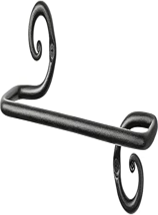 RTZEN Small Hand Towel Rack for Bathroom - Swirl Curve Detail Wrought Iron Wall Mount Holder for Hand Towels - Matte Black Bathroom Accessories Hand Towel Bar - 10 Inch Towel Rack