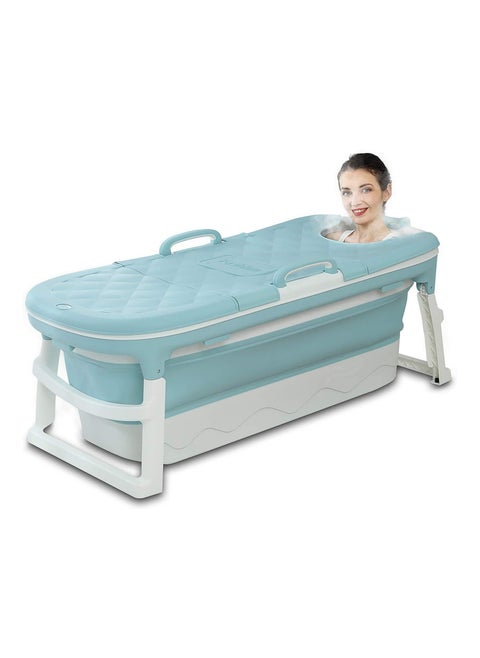 Portable Bathtub For Adults, Foldable Children Tub Household Bath Basin, Constant Temperature with Cover Blue