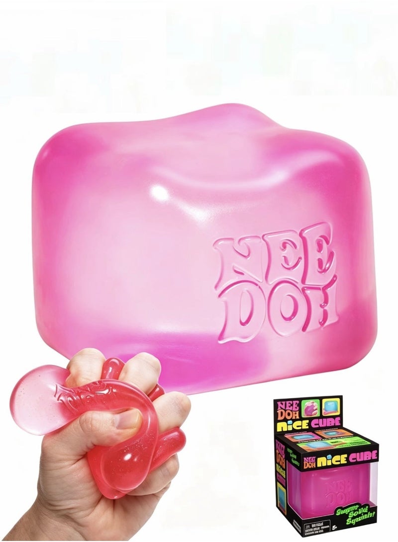 Schylling Needoh Nice Cube Sensory Squeeze Toy, Super Solid Squish Fidget Cube, 2.25 Inch  Stress Relief Toy for Kids Adults(Pink) - Image 1