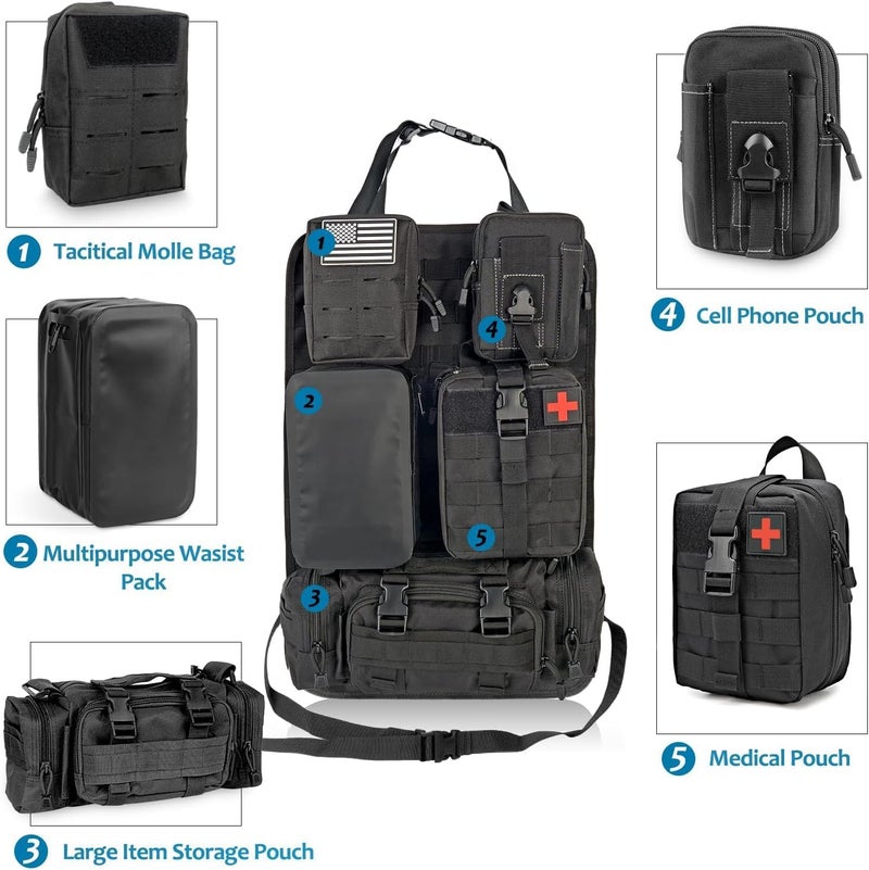 Z8 Tactical Seat Back Organizer with 5 Molle Bags - Universal Fit for All Vehicles - Image 2