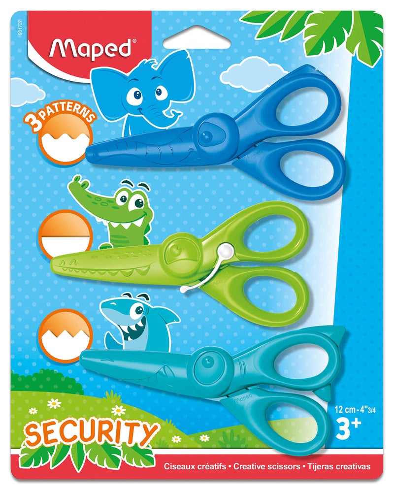 Maped Kidicraft Children’s Safety Scissors – Pack of 3 (Zig Zag, Curves & Straight)