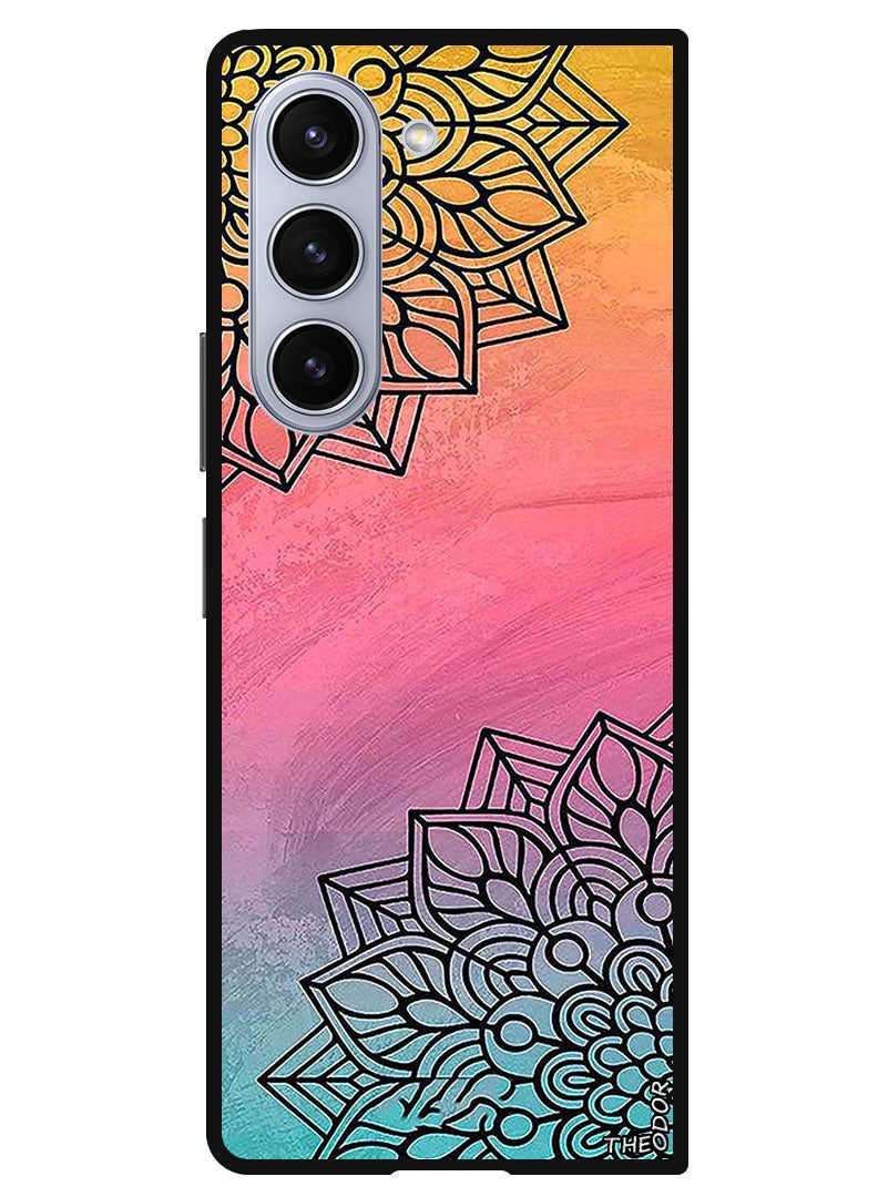 Theodor Protective Case Anti Scratch Shock Proof Bumper Cover For Samsung Galaxy Z Fold 6 Top & Bottom Flower - Image 1