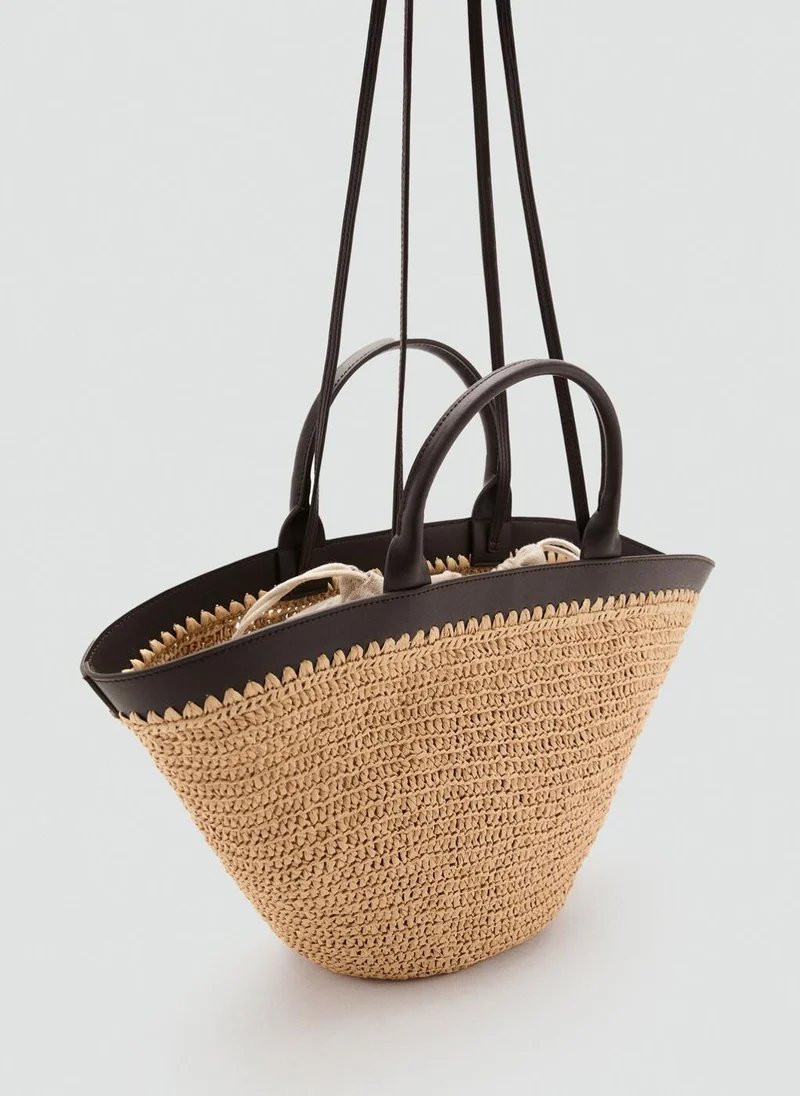 مانجو Large Natural Fibre Bag With Double Handle