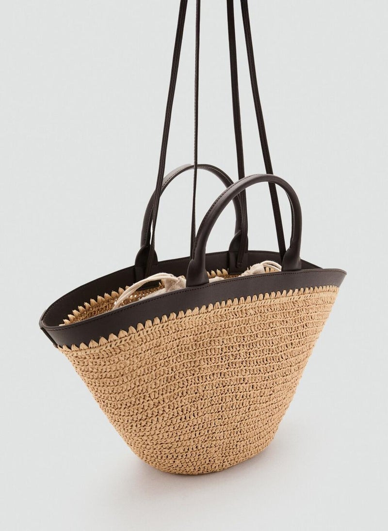 MANGO Large Natural Fibre Bag With Double Handle  - Image 2