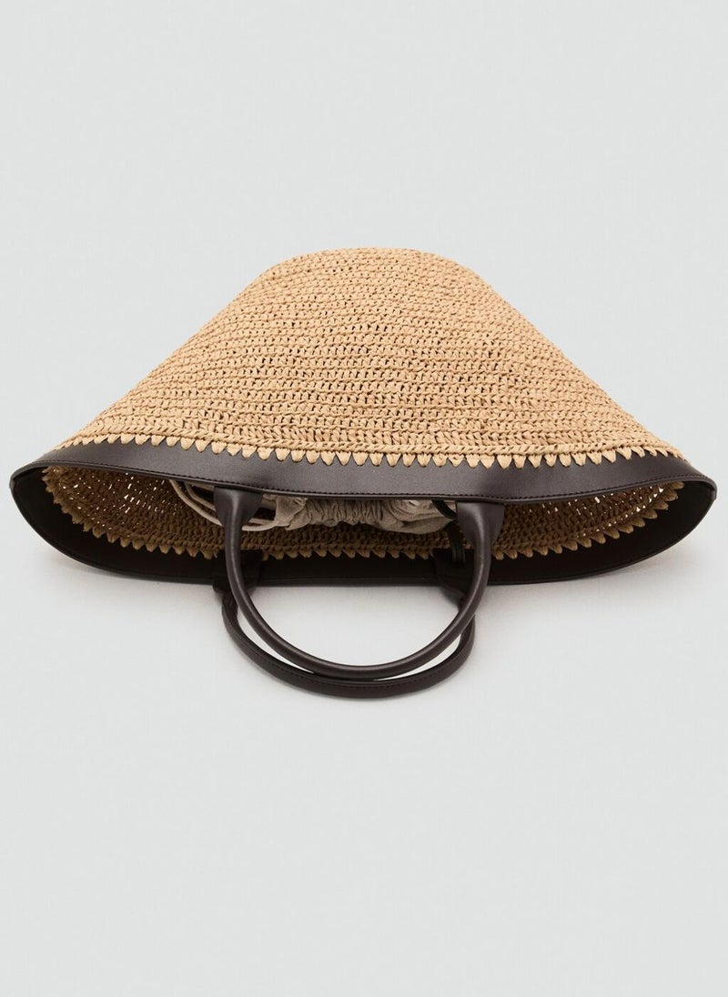 MANGO Large Natural Fibre Bag With Double Handle  - Image 3