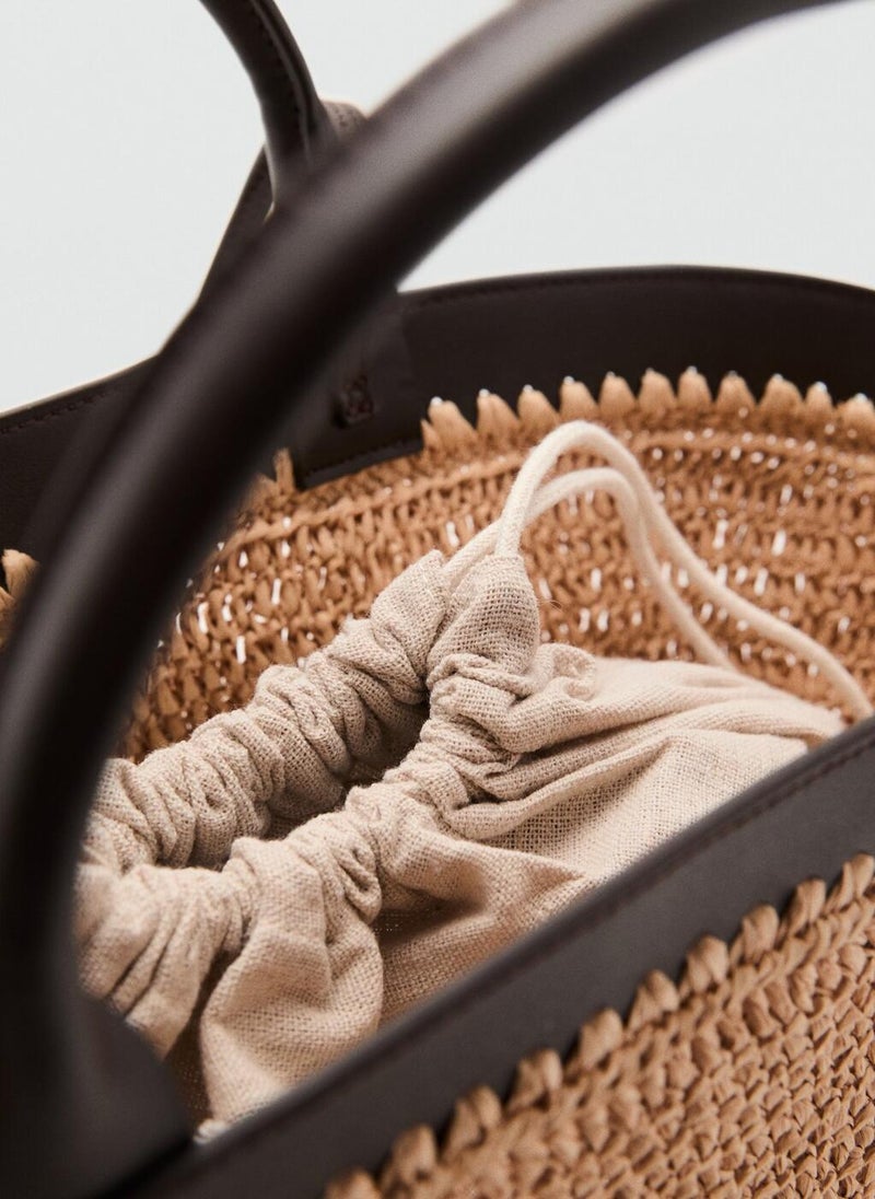 MANGO Large Natural Fibre Bag With Double Handle  - Image 4