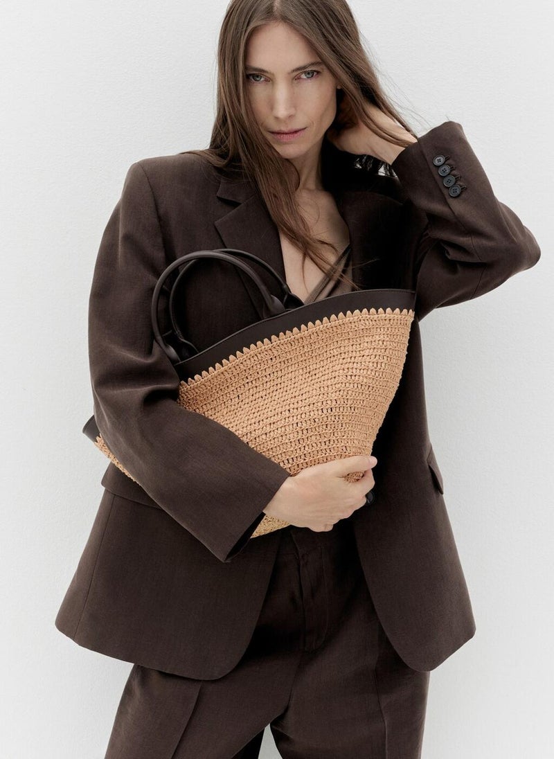 MANGO Large Natural Fibre Bag With Double Handle  - Image 5