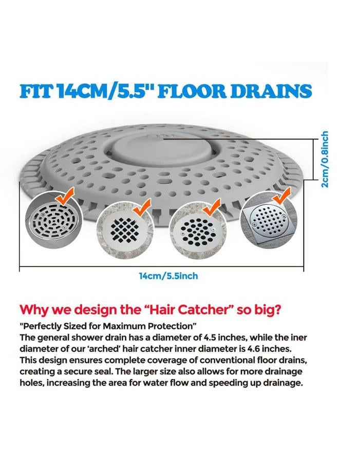 zaa Shower Drain Hair Catcher, 2 Pack Premium Silicone Drain Protector & Shower Drain Cover, Shower Installation Kits for Flat Drains of Shower Room, Bathroom, Gray - Image 4
