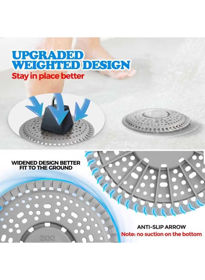 zaa Shower Drain Hair Catcher, 2 Pack Premium Silicone Drain Protector & Shower Drain Cover, Shower Installation Kits for Flat Drains of Shower Room, Bathroom, Gray - Image 2