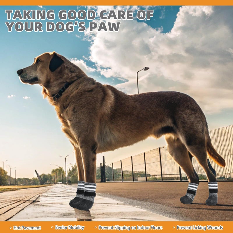 KOOLTAIL Anti Slip Dog Socks to Prevent Licking Paws for Hot/Clod Pavement,Waterproof Long Snow Dog Boots&Paw Protectors with Straps Traction Control for Hardwood Floor for Small Medium Large DogsS - Image 2