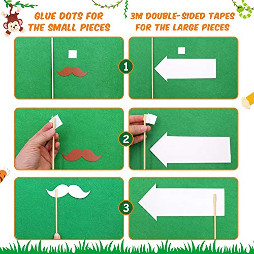 Bessmoso 41PCS Jungle Safari Photo Booth Props Wild Animals Forest Themed Party Props Kit for Jungle Safari Kids Baby Shower Birthday Party Decorations Supplies - Image 3