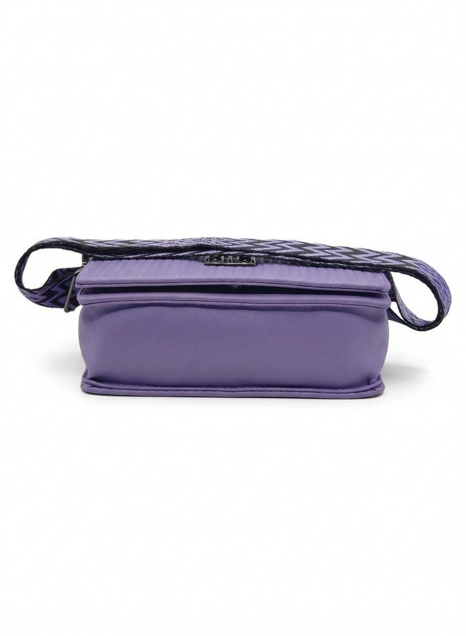 KRIFTY Sling Bag with Geometric Patterned Strap, Flap Closure, Adjustable Crossbody Strap For Women's/Girls (Purple) - Image 5