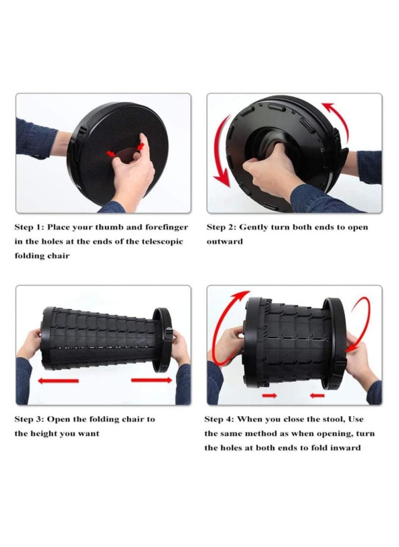 Alissa - Portable Folding Retractable Folding Stools Portable Plastic Travel Seat Orange - Image 1