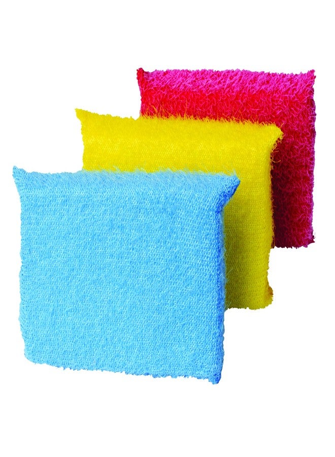 Casabella Multicolor Cellulose Scrub Sponges, Pack of 3, Blue/Yellow/Pink, 3 Count