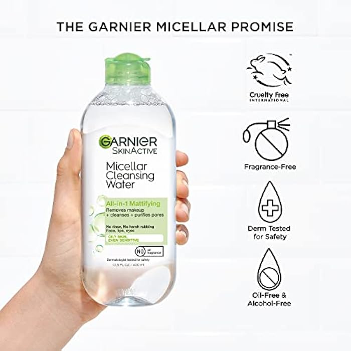 Garnier Micellar Water for Oily Skin, Facial Cleanser & Makeup Remover, Mattifying, For All Skin Types, Vegan, Cruelty Free, 13.5 Fl Oz (400mL), 2 Count - Image 5