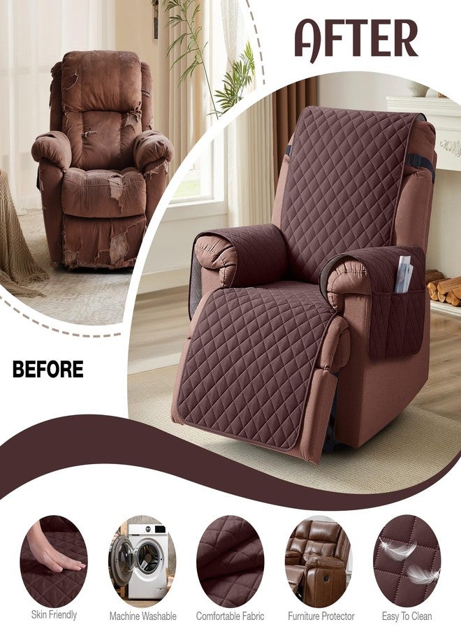 KinCam 100% Waterproof Recliner Chair Cover, Reclining Couch Covers for Pets, Dogs, Recliner Couch Slipcover Furniture Protector with Elastic Straps for Kids(23.6", Coffee) - Image 5