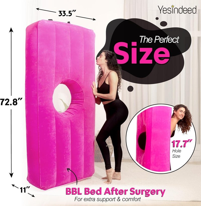YESINDEED Upgraded BBL Bed with Hole, Inflatable Brazilian Butt Lift Mattress for Post Surgery Recovery - Waterproof Velvet Touch Top Comfortable & Supportive - Carrying Bag and with Built-in Pump - Image 4